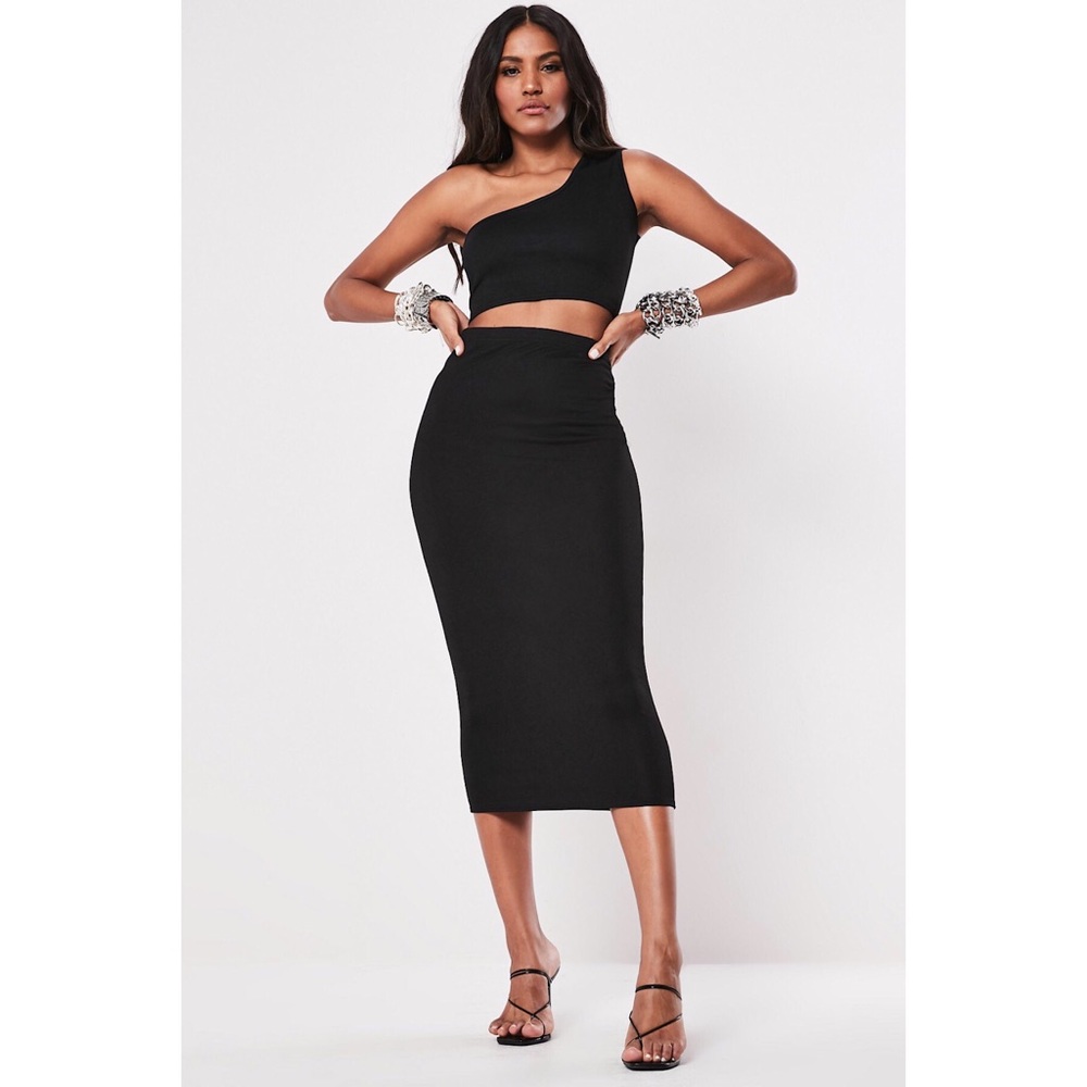 Missguided One Shoulder Midi Skirt Set